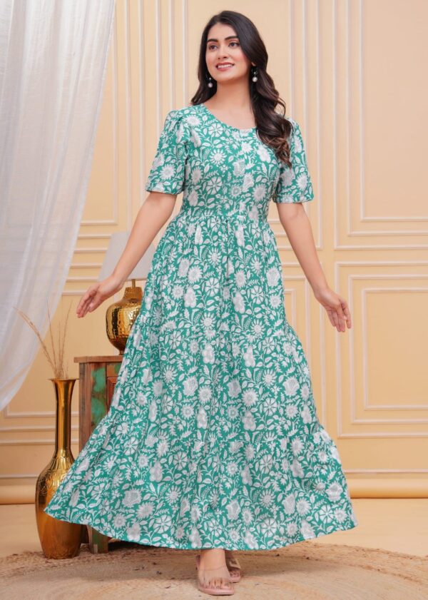 sky blue flower stylish gown for women and girls - Image 2
