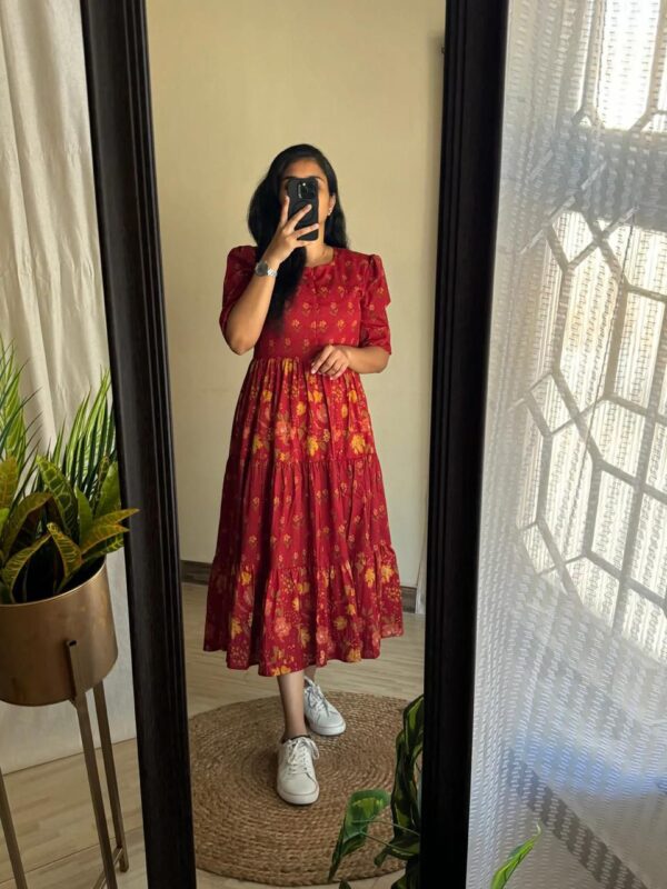 Red gown beatutiful jaipuiri print gown long gown